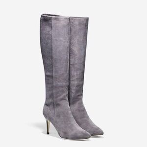 Cole Haan Barnard Suede Knee High Heeled Boots in Stormcloud Suede Grey size 8